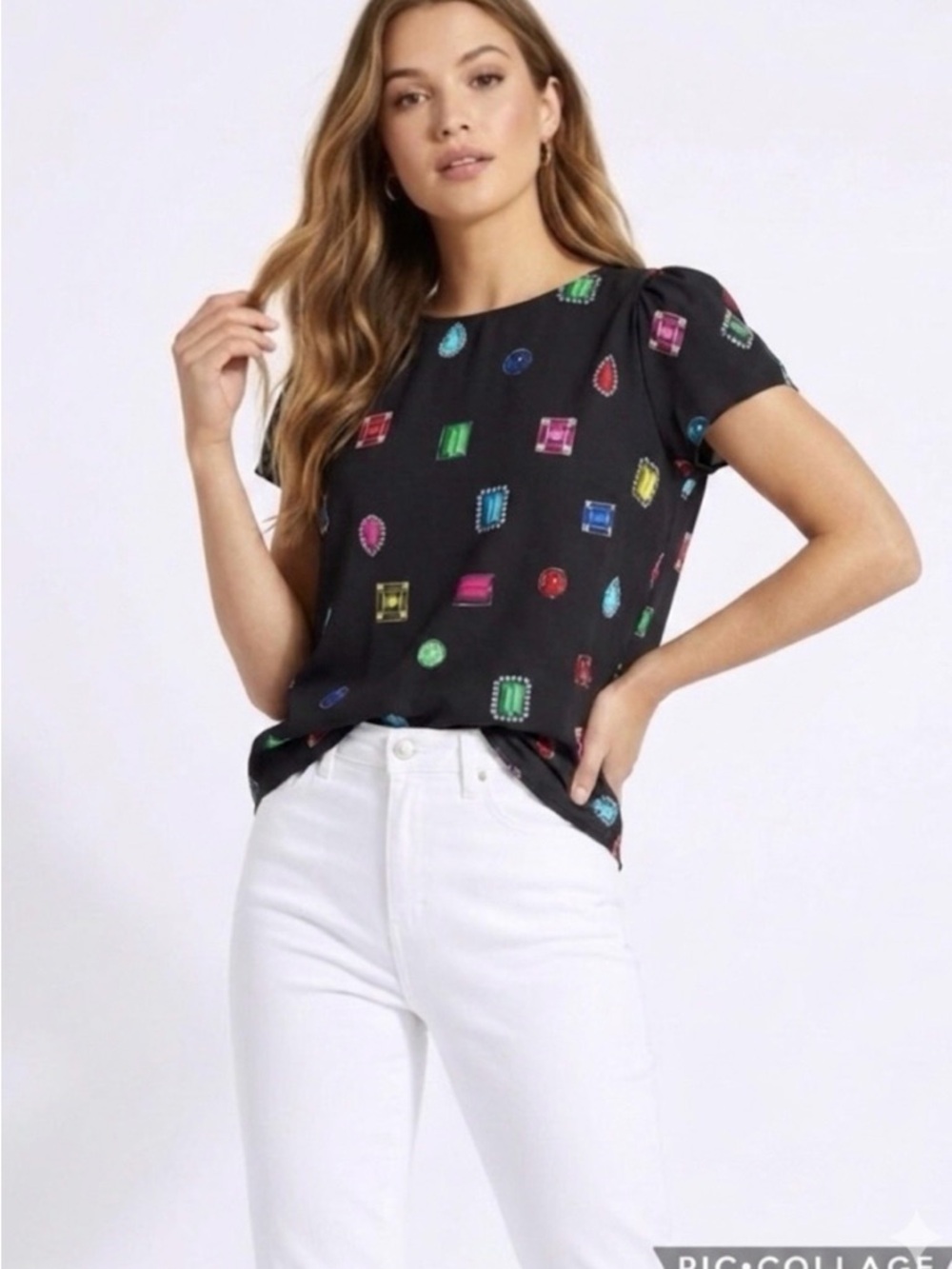 Cece by Cynthia Steffe Top Black Jewel Stone Short Top XS Cocktail Party Chic